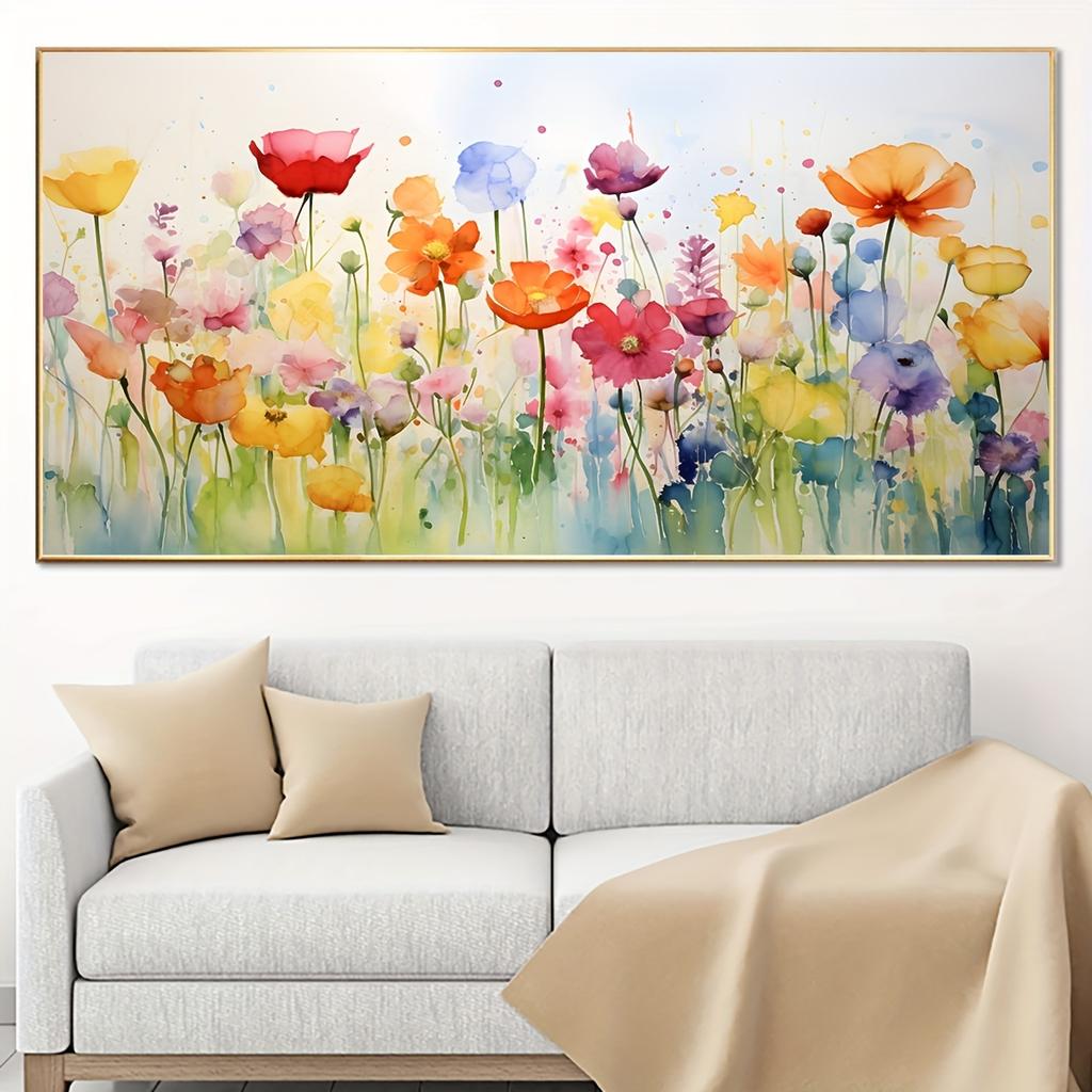 Floral Fantasy Wild Flower Canvas Print, Unframed Modern Art Deco, Ideal Indoor Wall Decor for Bedroom, Living Room, No Frame