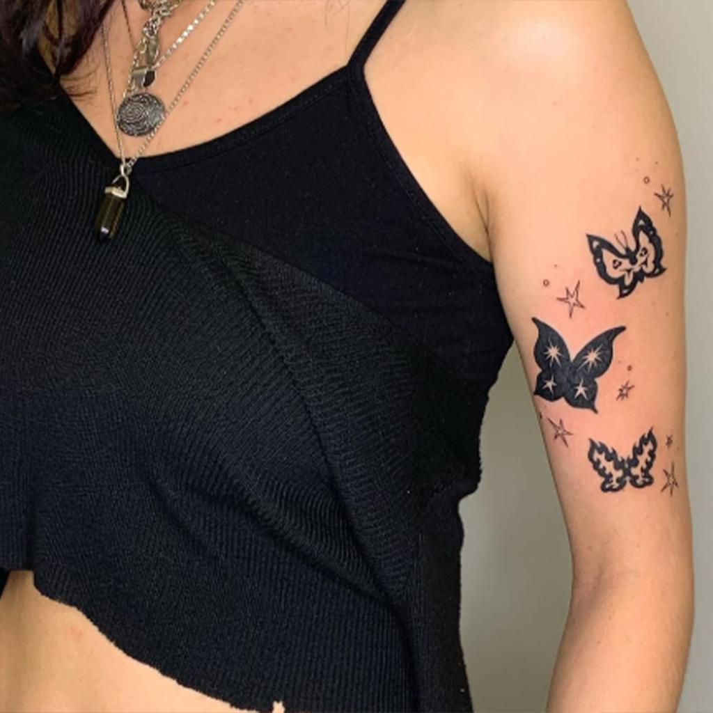 Diablo Abi Wind Butterfly Combination Tattoo Sticker Kusa Personality Waterproof Lasting Arm Large Pattern Sticker