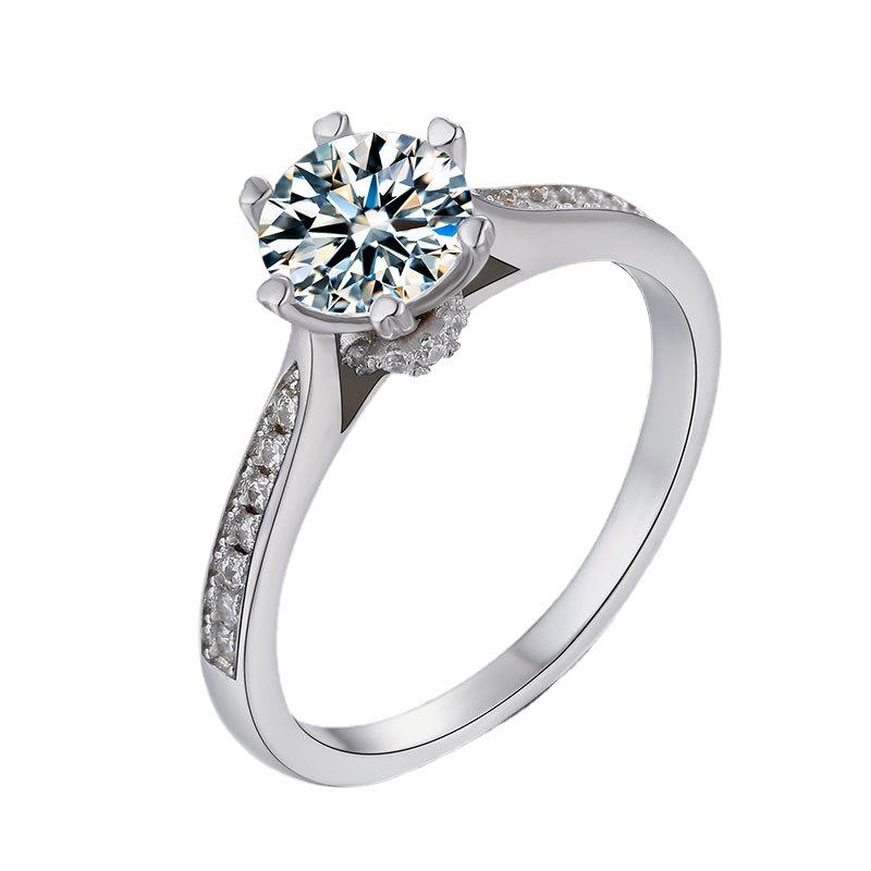 Bague pour femme en argent sterling S925 transfrontalière avec moissanite et diamant simulé