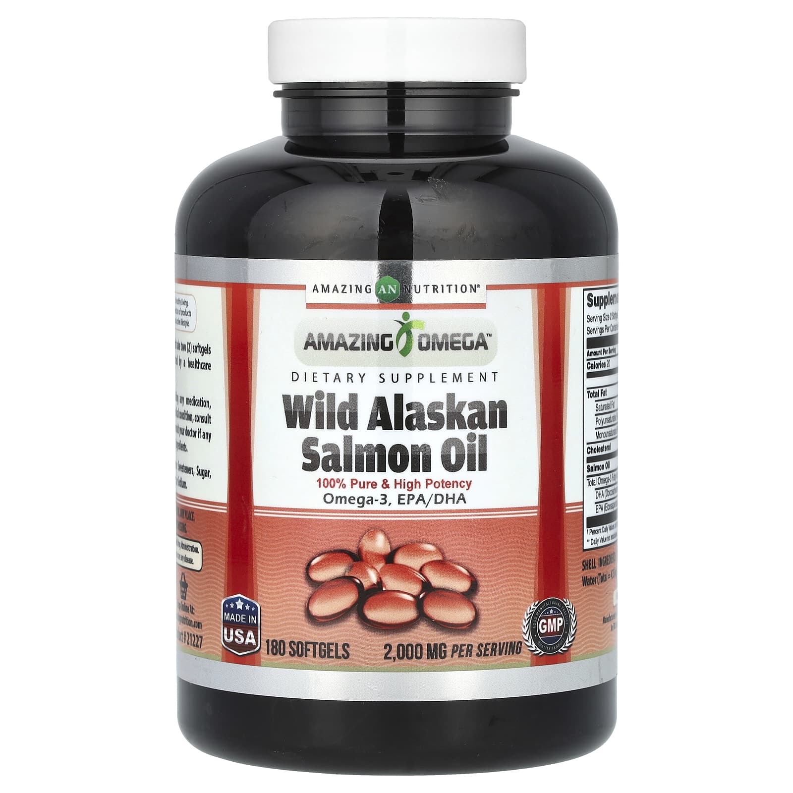 

Wild Alaskan Salmon Oil, 180 Softgels (1,000 per Softgel)