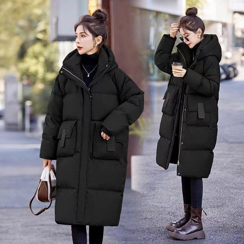 

Down Cotton-padded Jacket for Women Mid-length Thickened Winter Korean-style Cotton-padded Jacket Loose Cotton-padded Coat M