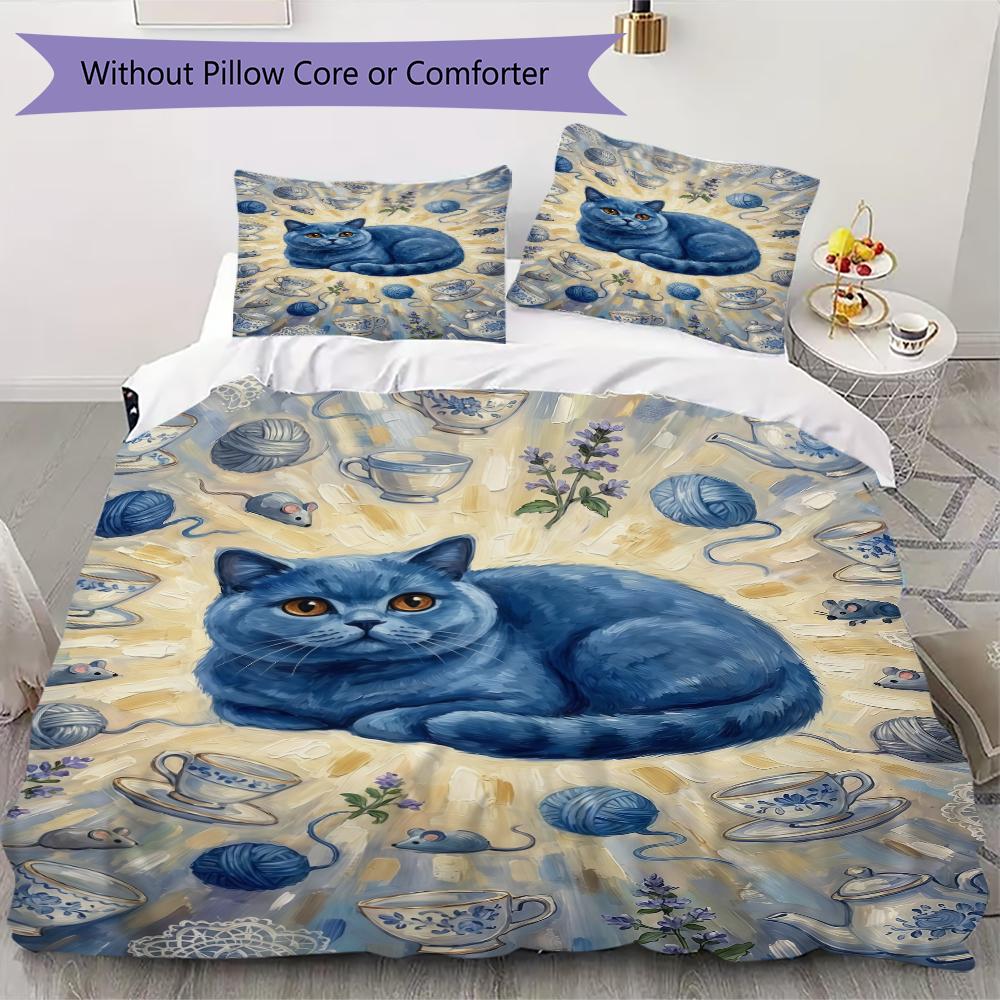 

Cute kitten Pattern Bedding uilt Set uilt Cover Pillowcase Home Decoration Birthday Gift (1 * duvet cover + 39 * pillowcase without core) 135x200cm