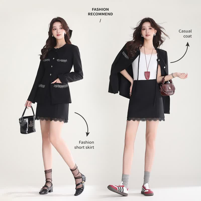 Women s High-Waisted H-Line Lace Mini Skirt M