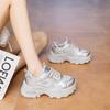 White Dew's same platform dad shoes for women's 2025 new mesh breathable silver 7cm height-increasing casual sports shoes
