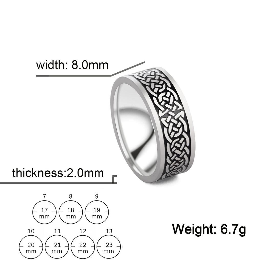 Old Style Retro Viking Rings Vintage Black Norse Runes Jewelry Celtics Knot Ring for Women Men Unique Gift
