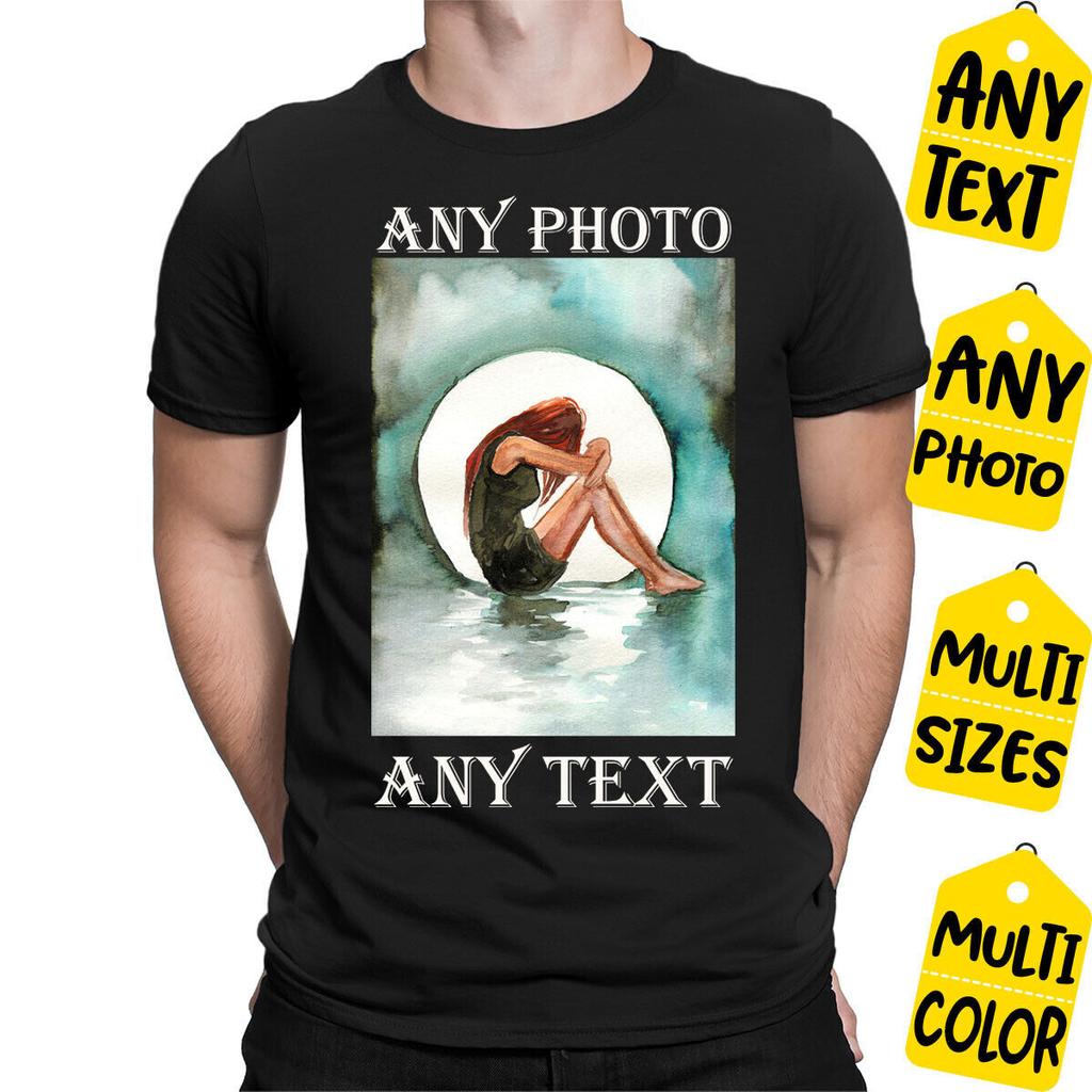 Personalised Your Photo Text Printed Logo Stag Hen Party Mens TShirtDNE 1T9A5