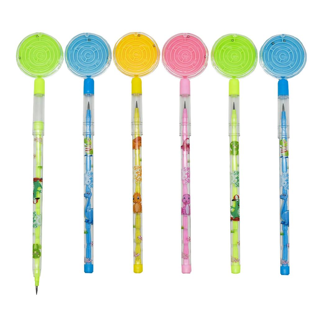 Lopenle Rocket Mechanical Pencil Set with 64 High for Elementary and Junior High School Dinosaur and Floral Stackable No Sharpening Kids Prize