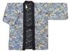 Antique Japanese Reversible Padded Hanten and Pine Family Free Size [Yoshiwaka] Pattern! (Hawk Tree, Crest, Gray) Men's