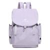 Solid Black Flap Backpack with Drawstring Closure Side Pockets Adjustable Straps Casual Travel Daypack