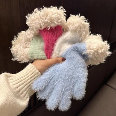 Thickened Cold-proof Gloves Keep Warm Warm Leisure Gloves Fashion Knitted Gloves  Women