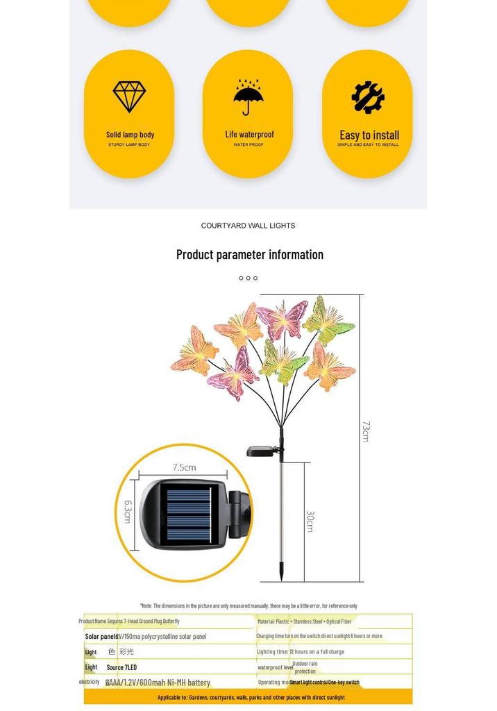 Solar-Powered Fiber Optic Butterfly Garden Lights, Waterproof Outdoor Decoration