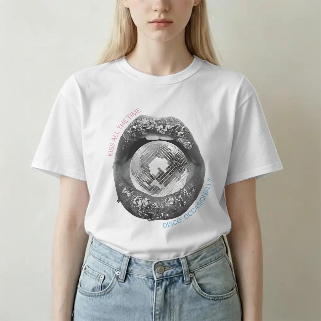 Kiss All The Time Disco T Shirt For Unisex Unisex Cotton Novelty TShirt Crewneck Harrys Music Styles Tee Shirt Short Sleeve Summer
