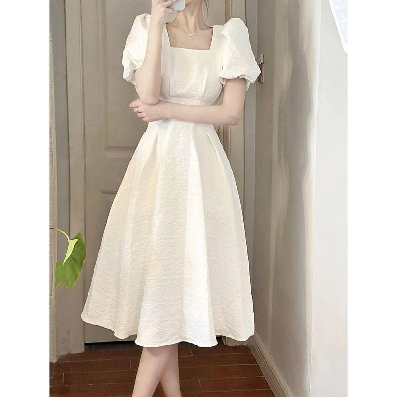 Mid-length Dress Summer New Puff Sleeve Fairy Dress Fashion Trend Elegant High-end Women