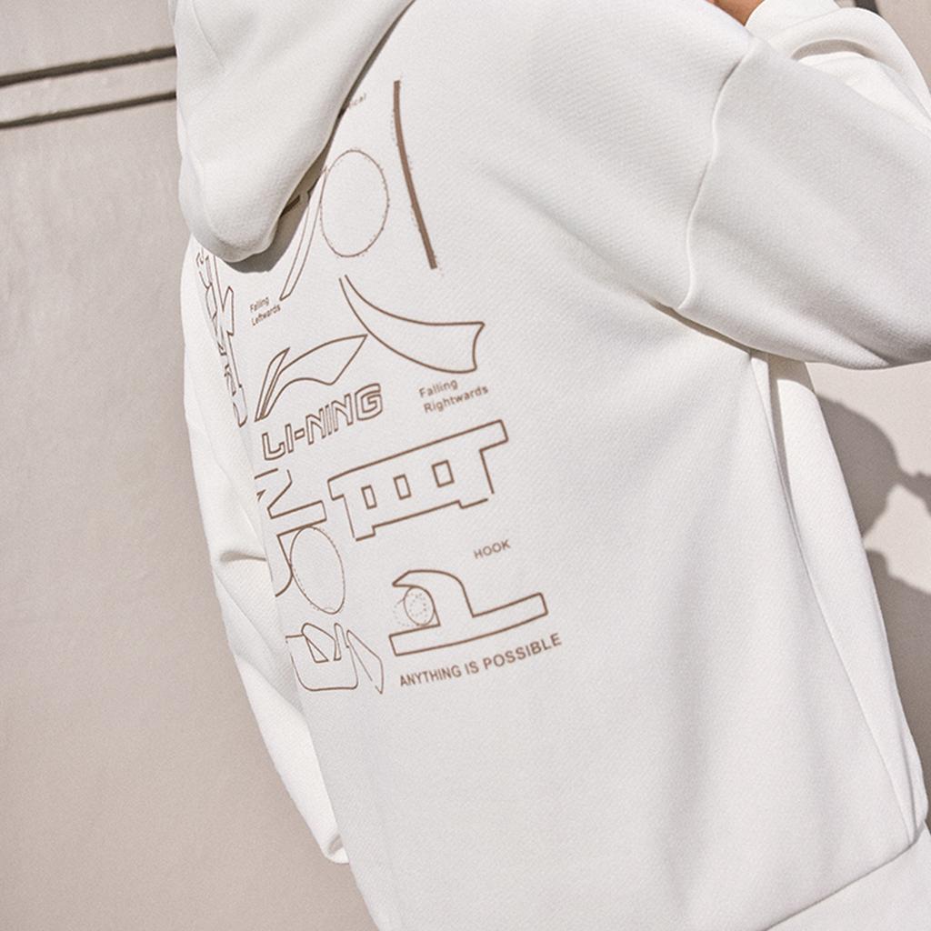 Li-Ning Li Ning Sports Life Collection Loose Fit Hooded American Print Letter Athleisure Versatile Fleece Lined Sweatshirt Unisex AWDU923-3
