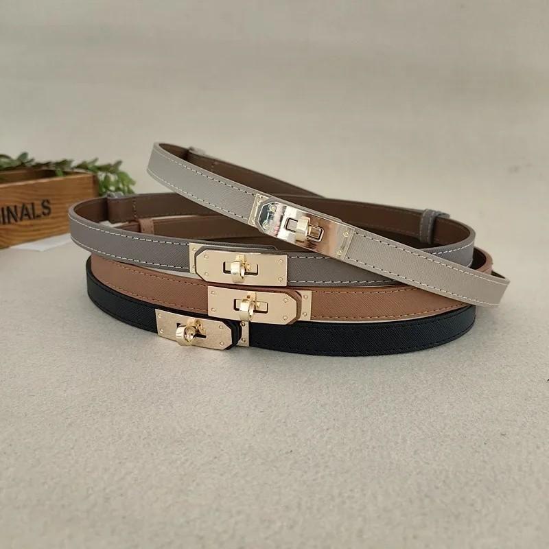 Pure Ladies Cowhide Leather Belt Silver Alloy Buckle Casual Decoration Formal