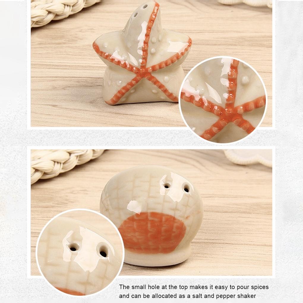 2 Pieces/Set Ceramic Spice Jar Reusable Washable Seasoning Animal Shape Shaker Kitchen Restaurant Cooking Storage Bottle