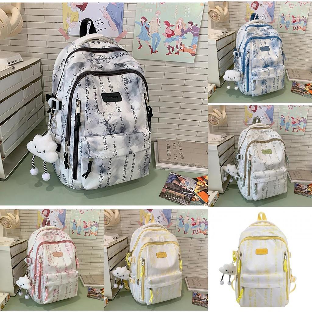 Art Backpack Student With Ink And Wash Print Designs For Teens Daily School Use