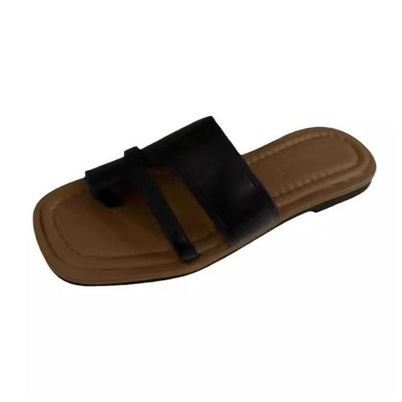 Retro Toe Slippers Women's Shoes Spring and Summer New Simple Skirt One Pedal Roman Sandals