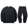 Round Neck Pullover Long Sleeve Top And Casual Sports Set Unisex Tops, Bottoms Black 972448711-5+172448301N-2