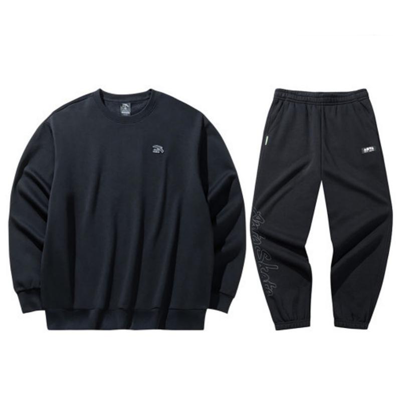 

Anta Round Neck Pullover Long Sleeve Top And Casual Sports Set Unisex Tops, Bottoms Black 972448711-5+172448301N-2 XXXL