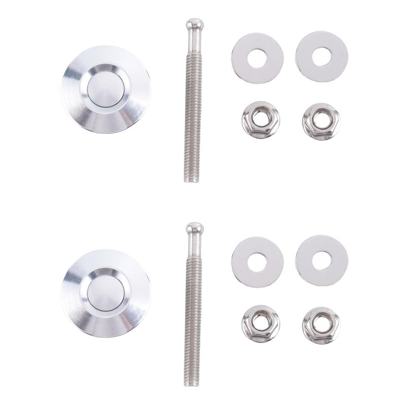 Long Push Button Quick Release Hood Pins Bonnet Lock Clip Latch Bumper Kit NONE серебряный
