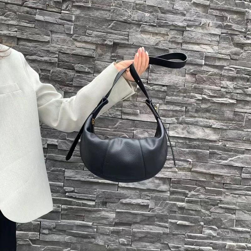 All-matching Croissants Authentic Leather Dumpling Bags Women's Top Layer Cowhide Commuting Shoulder Large Capacity Niche High-quality Feel