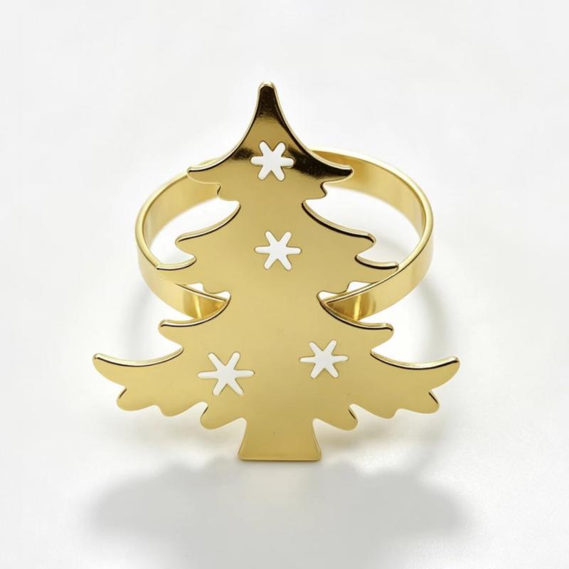 Christmas Napkin Rings Xmas Tree Snowflake Deer Nutcracker Napkin Holder Metal Napkin Buckle For Christmas Party Table Decor