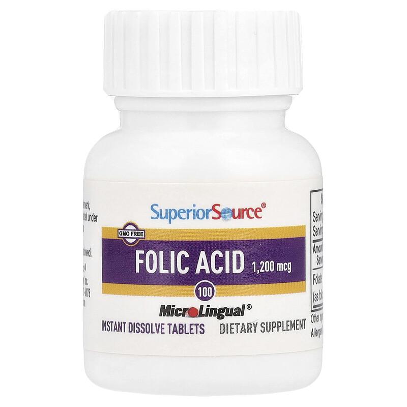 Folic Acid, 1,200 mcg, 100 MicroLingual® Instant Dissolve Tablets