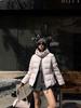 Yu Yan, white goose down waist hooded removable six-grid down jacket thickened short warm and thin jacket winter