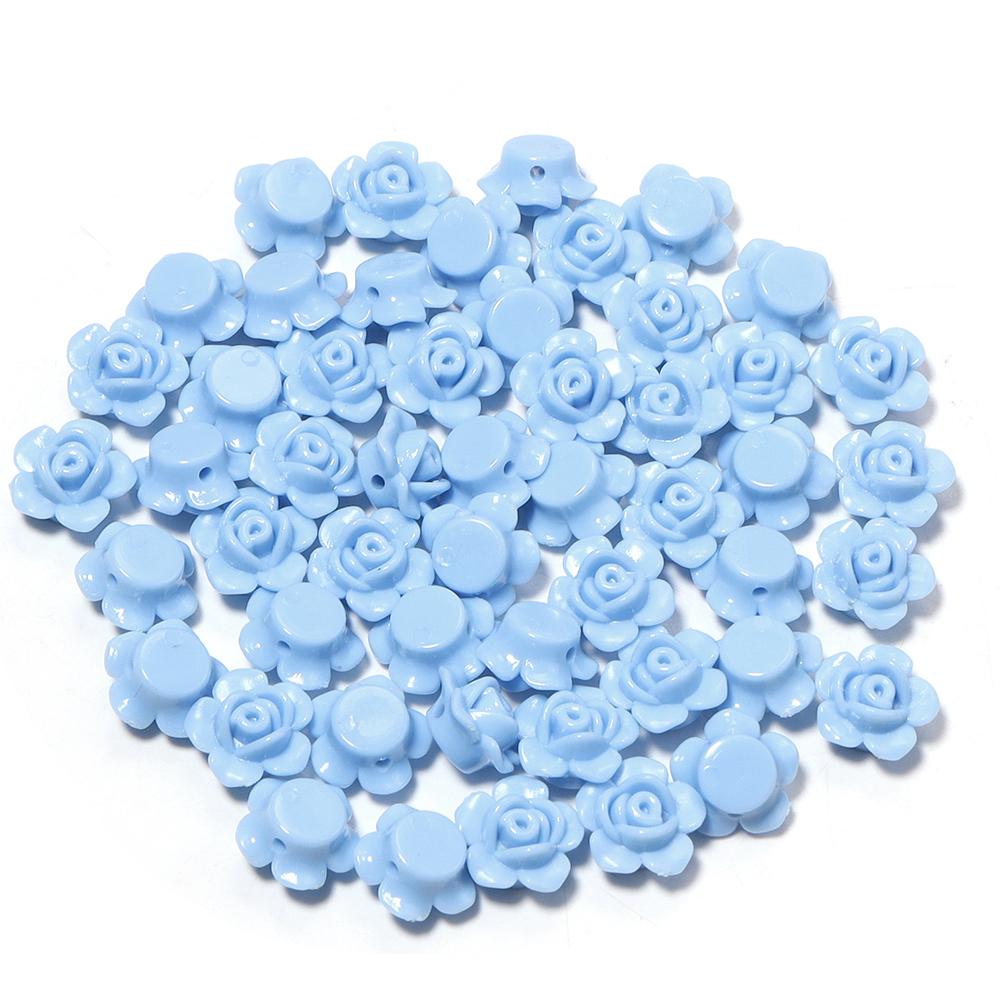 100pcs/lot Colorful Rose Flower Acrylic Beads Flat Back Loose Spacer Beads For Jewelry Making DIY Handmade Bracelet Accessories