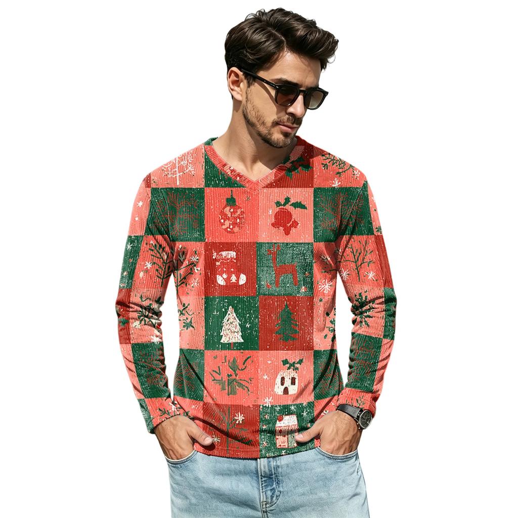 Men's Casual Loose Fit V-Neck Top