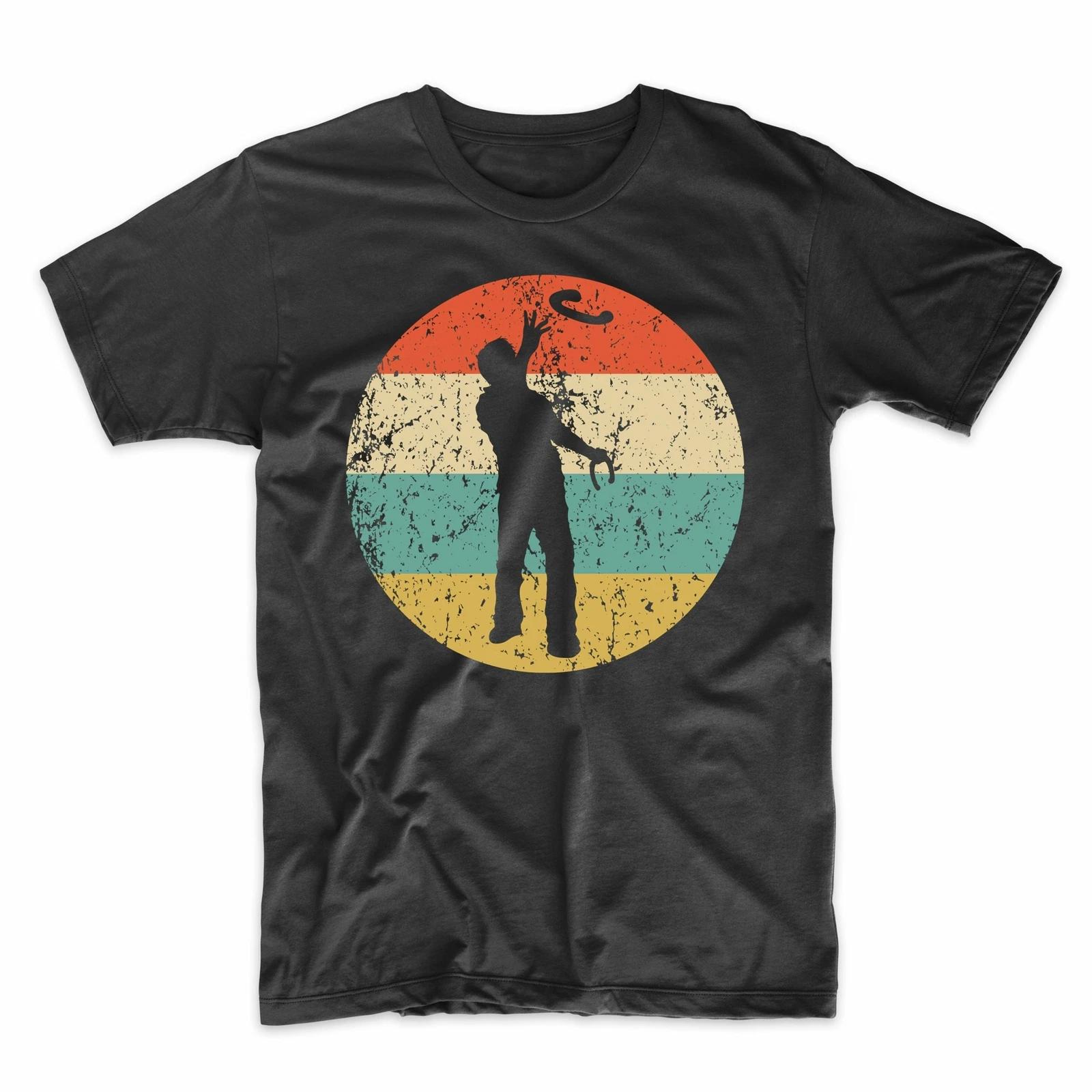 

Horseshoes T-Shirt - Man Playing Horseshoes Silhouette Retro Horseshoes Shirt L