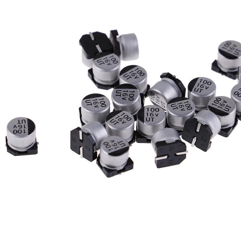 20 Pcs Smd Electrolytic Capacitors With Specifications Of 6*5 Mm 16V 100Uf