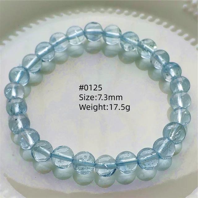 Natürlicher Blauer Topas Klare Runde Perlen Trendiges Unisex Armband Schmuck Party Geschenk 7mm 8mm AAAAAA
