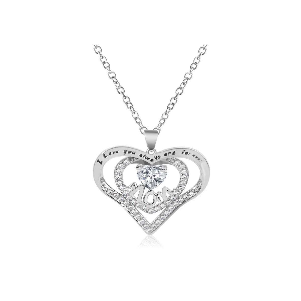

Heart-Shaped Zircon Mom Necklace Women S Versatile Pendant Collarbone Chain Mother S Day Gift Premium Durable Quality