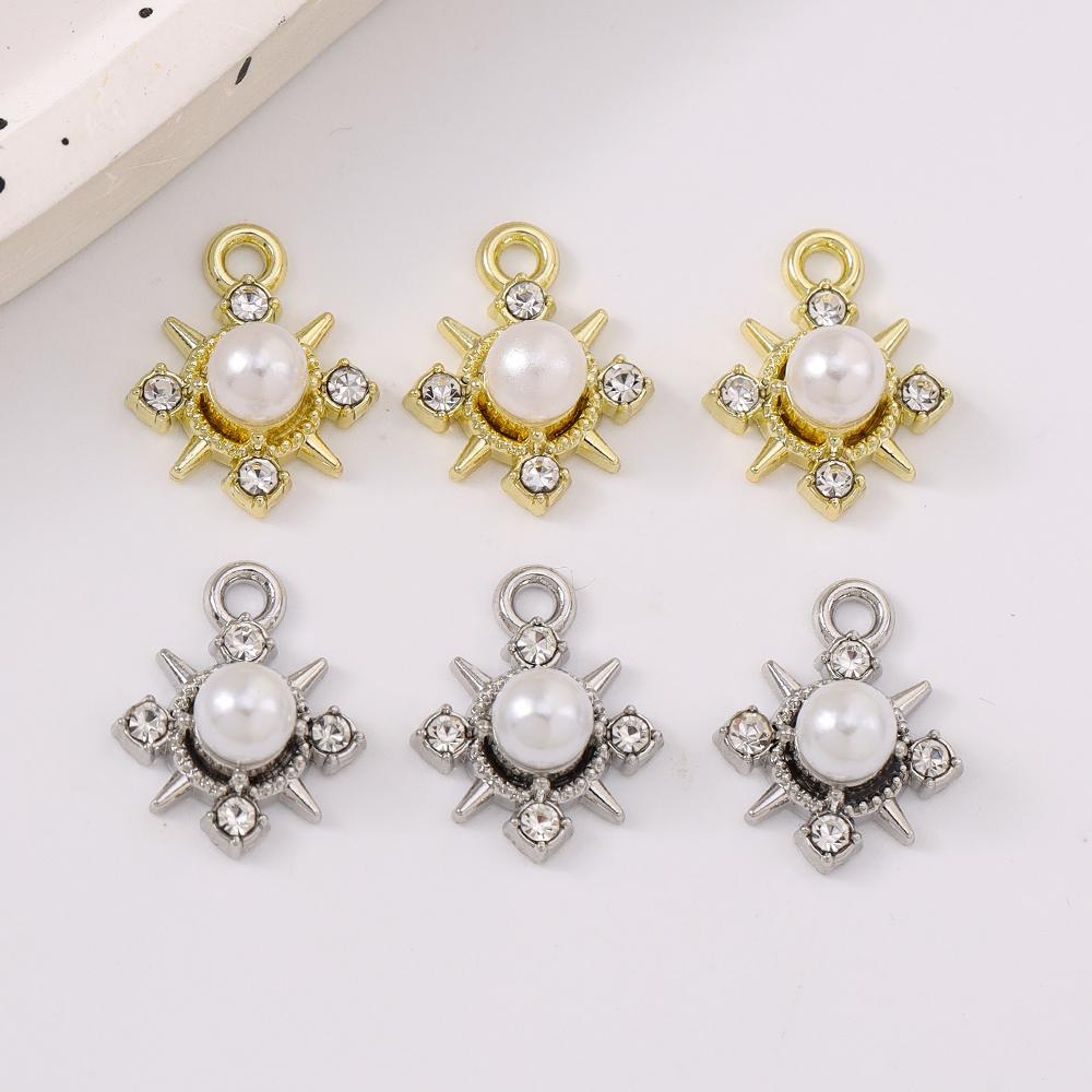 5pcs Elegant Pearl Compass Pendant Charms  for Jewelry Making Necklace Earrings Bracelet DIY Handmade Accessories
