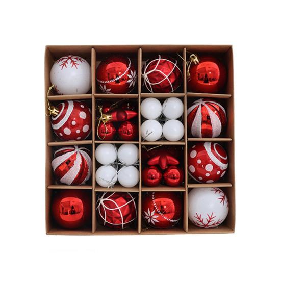 42 Buc. Ornamente Pictate pentru Globuri de Crăciun Set Decor Agățat din Plastic pentru Brad și Petrecere Incasabile Ușoare Festive Decor de Casă