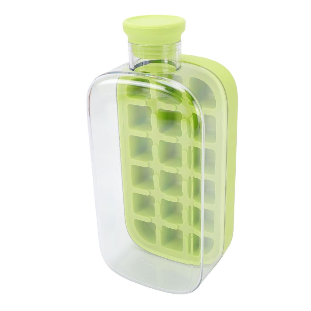 Ice Cube Bottle with Straw Press To Release 18 Grid 800ml Ice Cube Making Bottle for Freezer Green