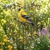 Natural White Noise Chime Graceful Bird Wind Chimes, Chimes for Outside, Metal Hanging Crystal Suncatchers with Pendants Garden Yard Decor Bead