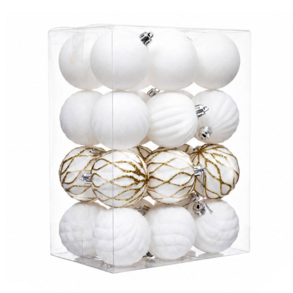 24 Pieces Velvet Texture Spherical Christmas Tree Hanging Ornament Lightweight
