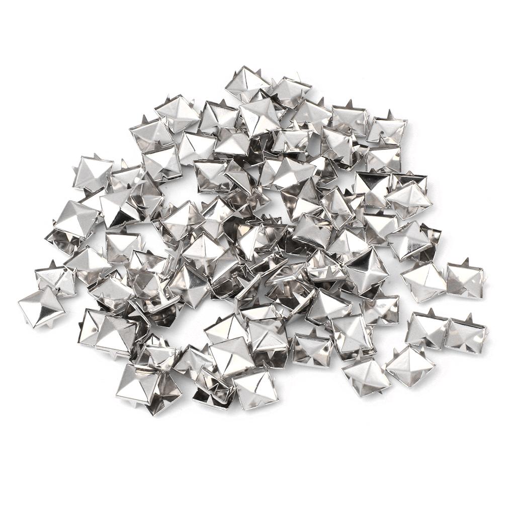 100pcs Square Rivet Metal Studs Spikes Nail Punk Shoes Belt Clothing Decor DIY