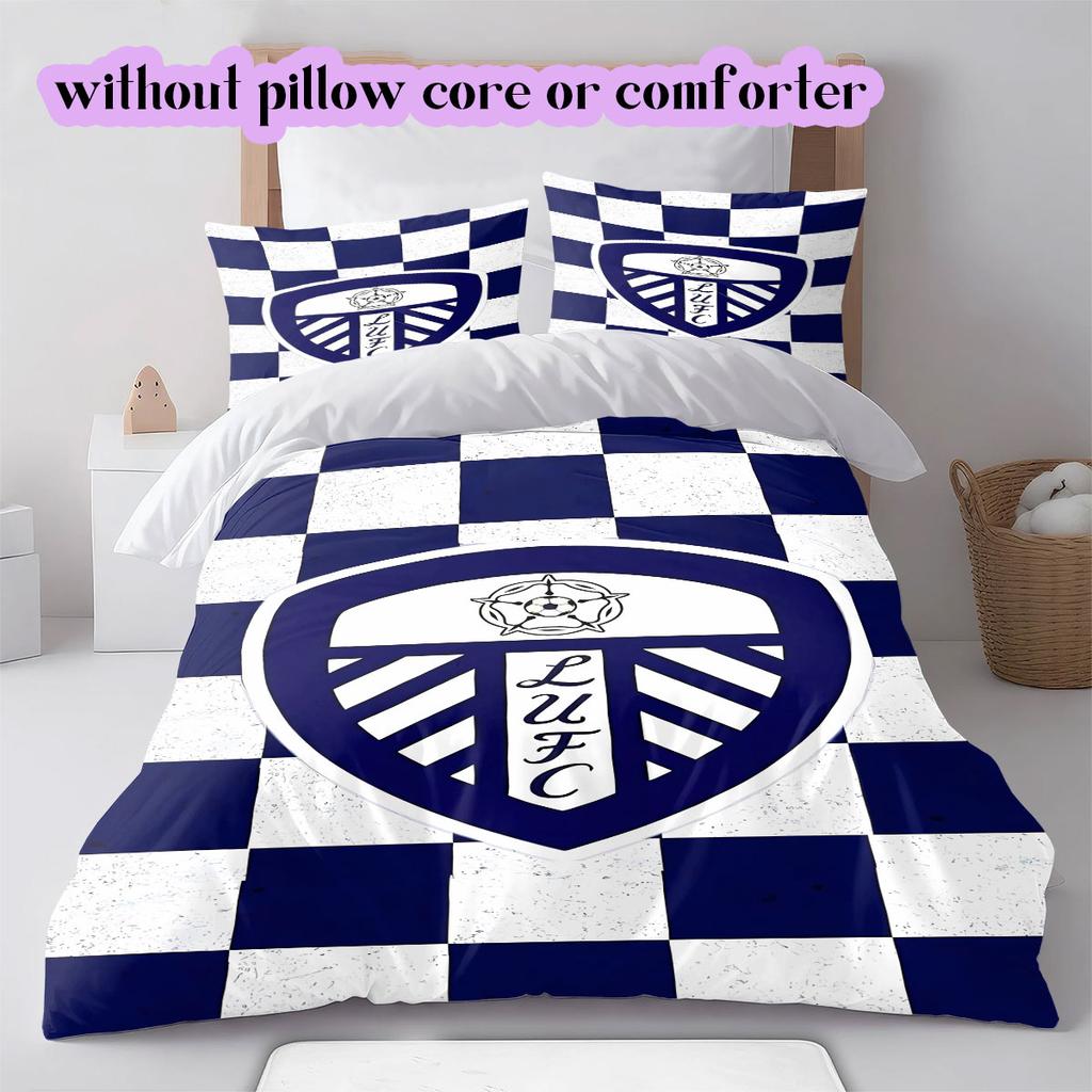 Leeds United Pattern Bedding,Quilt Set Quilt Cover Pillowcase Home Birthday Gift (1*duvet cover+2*pillowcase,without core)
