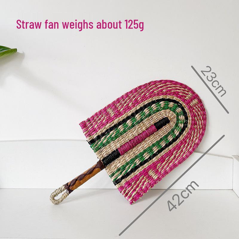 Vietnamese Seaweed Straw Fan: African-Style Wall Decor & Handheld Palm Leaf Fan