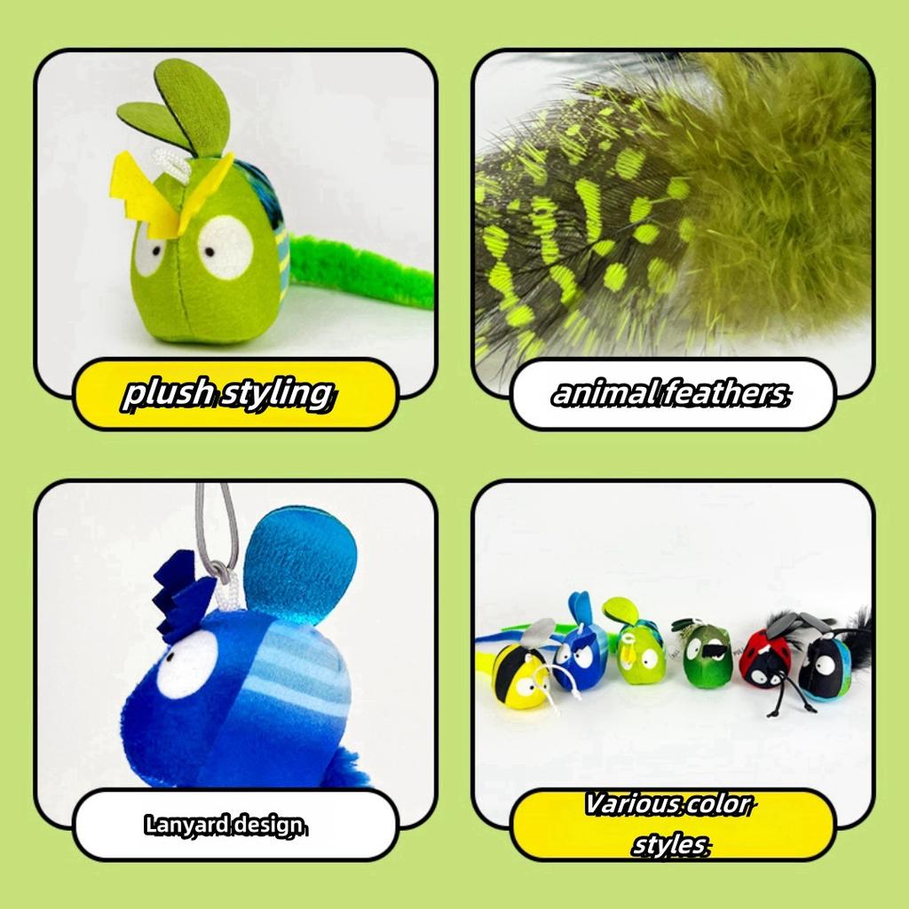 Pet Plush Sounding Toy Hanging Plush Ball Simulation Insect Creative Cat Toy Bite-resistant