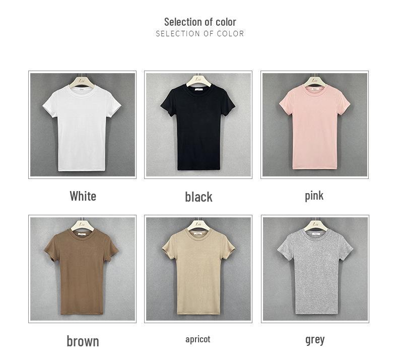 Korean Style Slim Fit Women's Solid Color Short-Sleeve T-Shirt