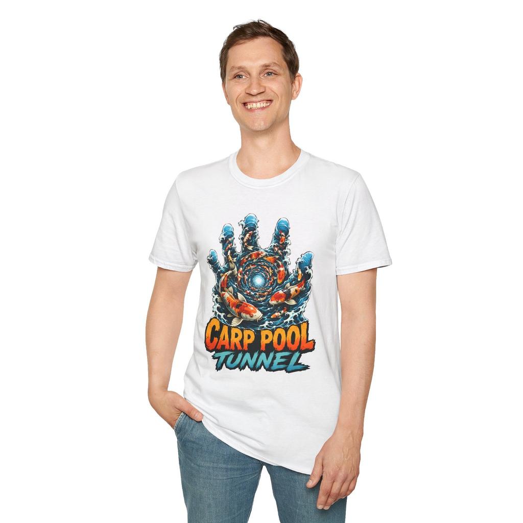 Carp Koi Whirlpool Tunnel Surreal Pop Art Fish Vortex Unisex Softstyle T-Shirt