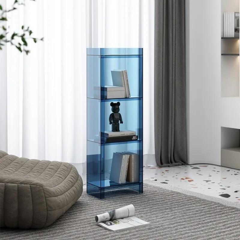Rainbow Light Luxury Small Bookshelf Balcony Narrow Cabinet Floor Standing Shelf Handbook Against Wall Storage Cabinet Shadow