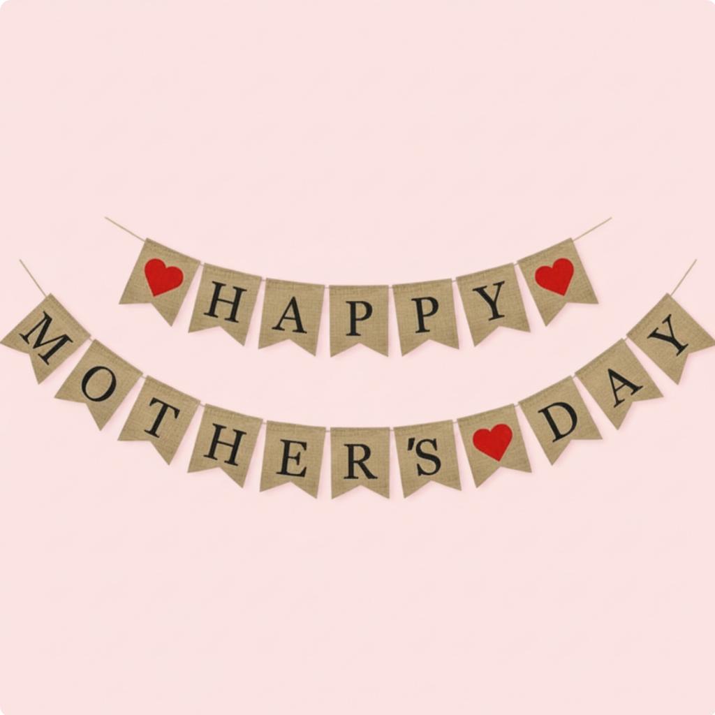Joyful Mother's Day Banner Reusable Mother's Day Banner Rustic Party Bunting Long-Lasting Hanging Decoration Heartfelt Design