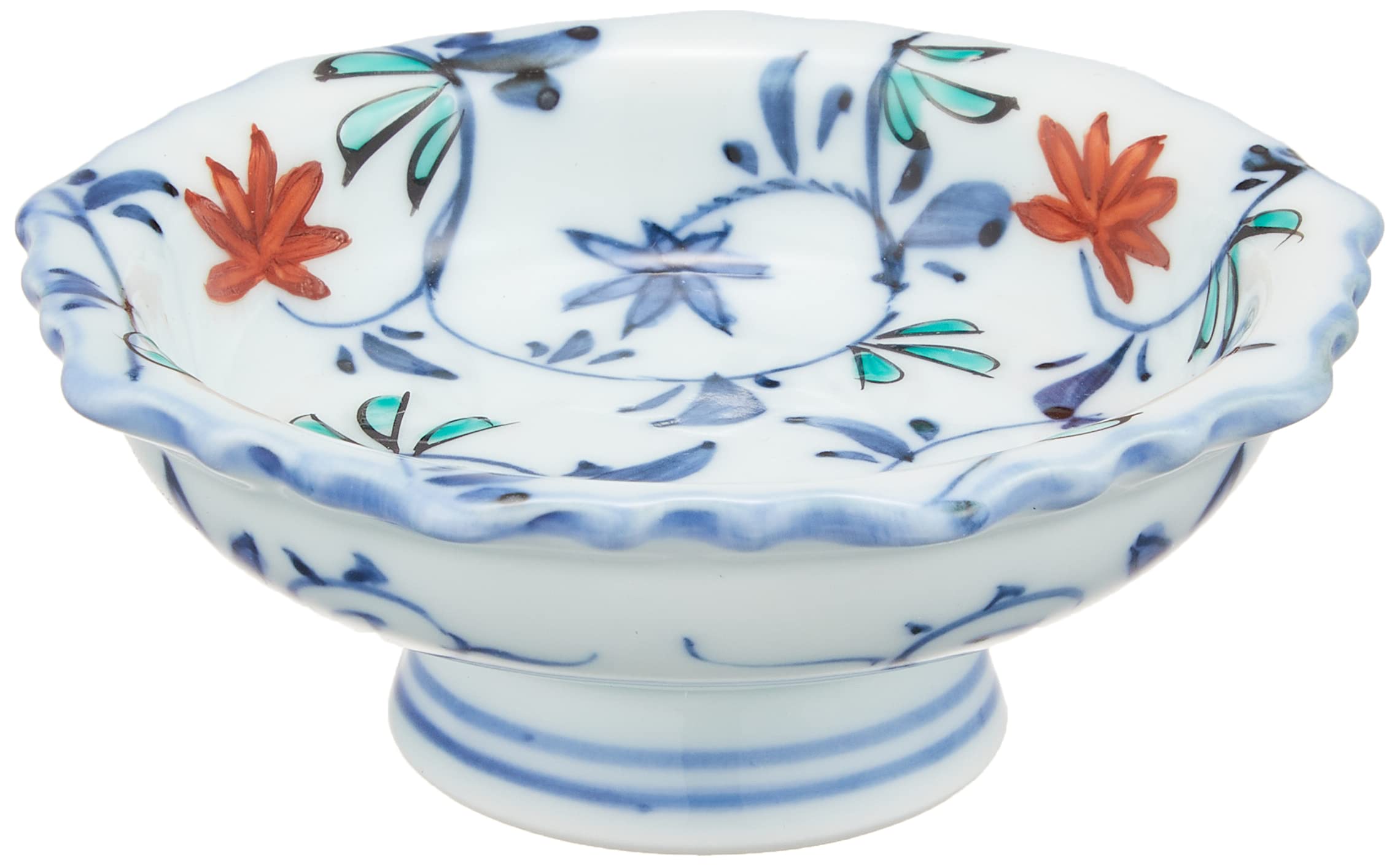 

Hamato Hasami Ware Kosho Kiln Small Plate with High Arabesque White Base, 8cm, Two-Color Pattern, 169939, белый