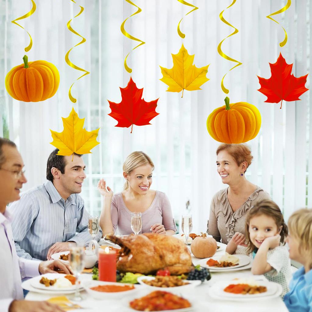 Thanksgiving Party Decoration Vortex Pendant Harvest Festival Maple Leaf Pumpkin Spiral Pendant